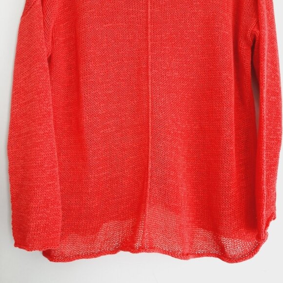 PURE HANDKNIT Linen Blend Oversized Fine Knit Semi-sheer Sweater Top Red Sz XS - Picture 13 of 15